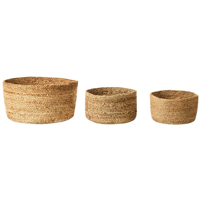 Set of 3 Jute Baskets Natural