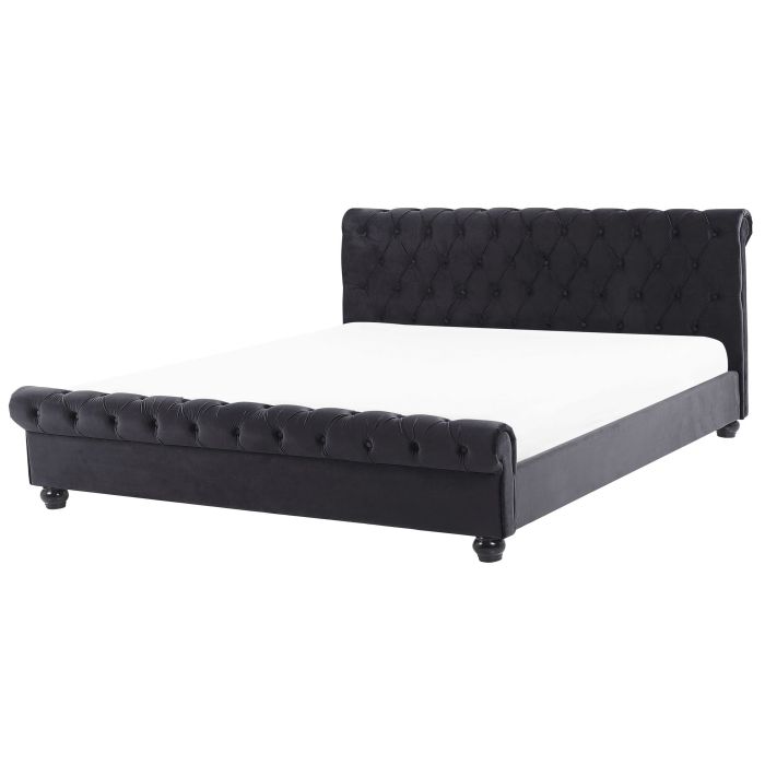 Velvet EU King Size Waterbed Black AVALLON