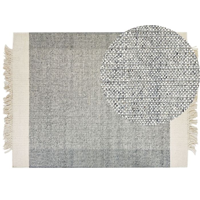Wool Area Rug 160x230cm Grey and Off - White