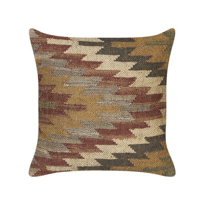 Jute Cushion Geometric Pattern 45x45cm Multicolour