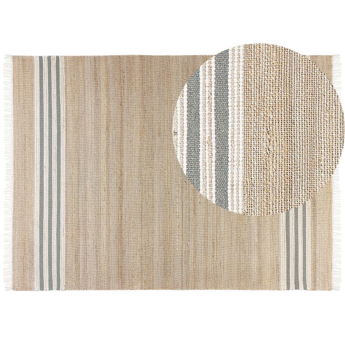 Jute Area Rug 160x230cm Beige and Grey