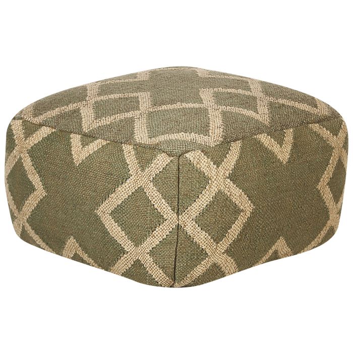 Jute Pouffe 50 x 50 cm Green and Beige GOPI