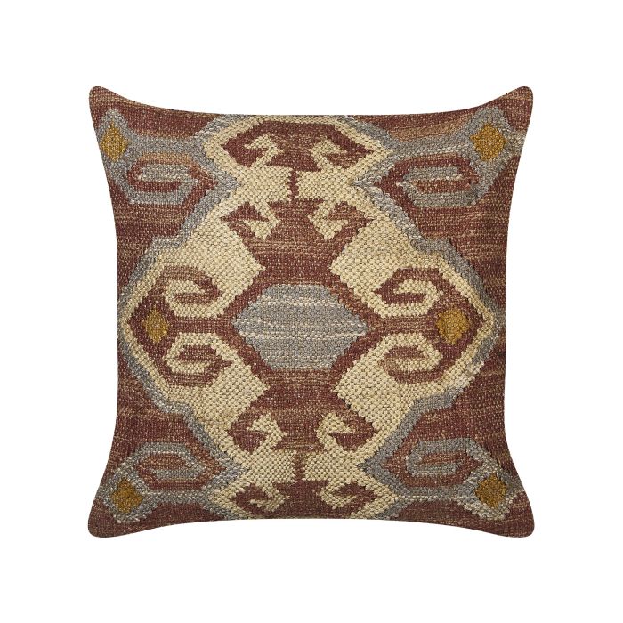 Jute Cushion Geometric Pattern 45x45cm Multicolour