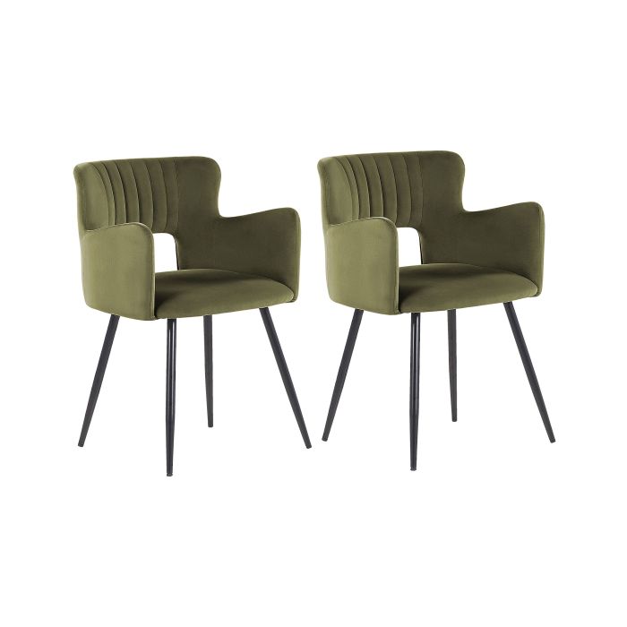 Set of 2 Velvet Dining Chairs Olive Green SANILAC