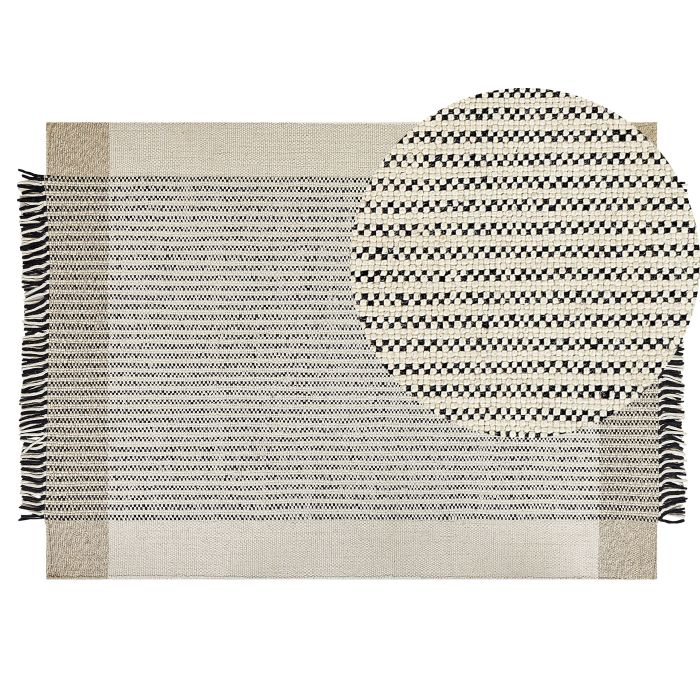 Wool Area Rug 140x200cm Beige and Black