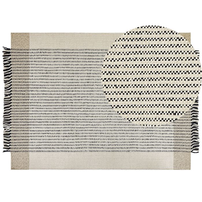 Wool Area Rug 160x230cm Beige and Black