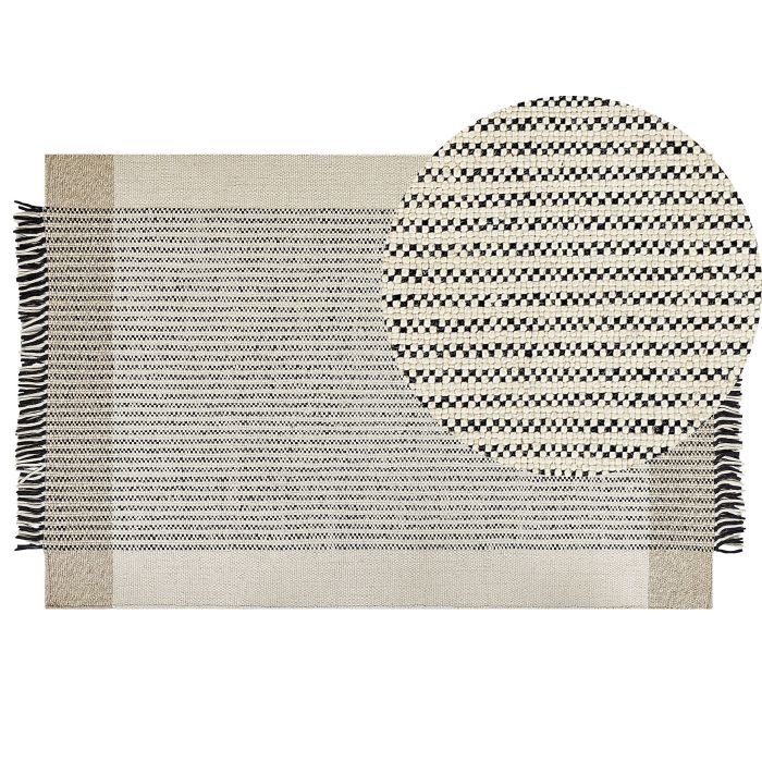 Wool Area Rug 200x300cm Beige and Black