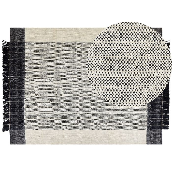 Wool Area Rug 160x230cm Black and White