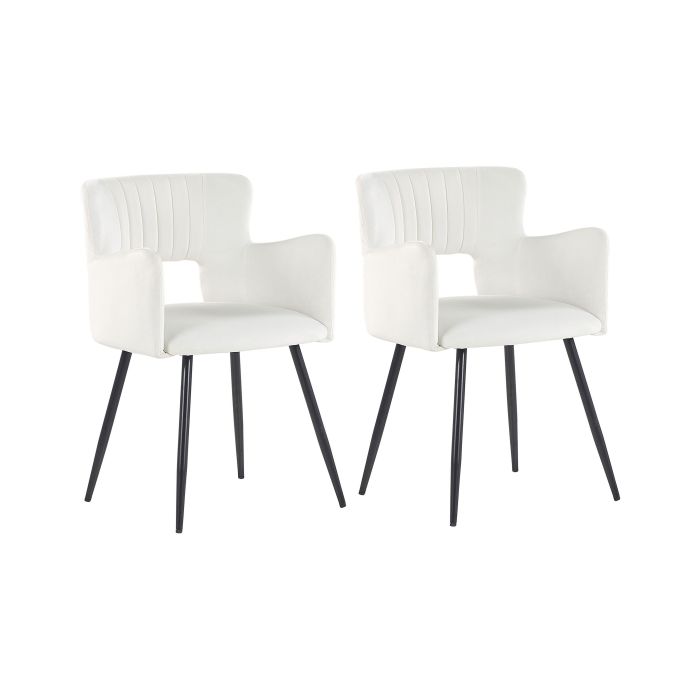 Set of 2 Velvet Dining Chairs White SANILAC