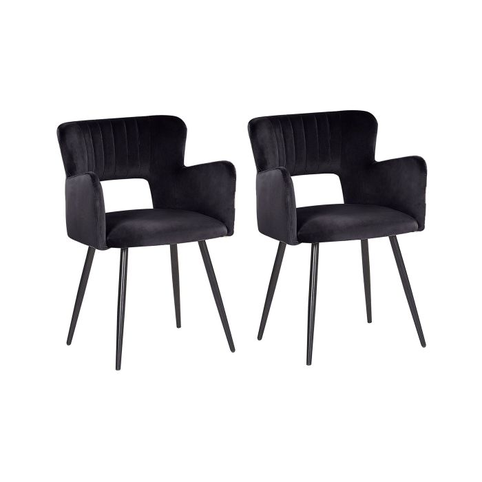 Set of 2 Velvet Dining Chairs Black SANILAC