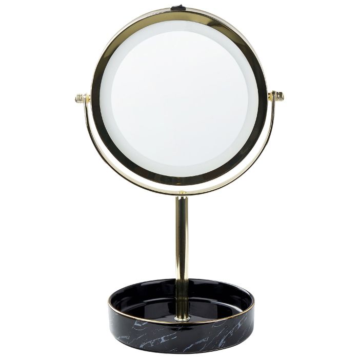 Lighted Makeup Mirror 26cm Gold and Black