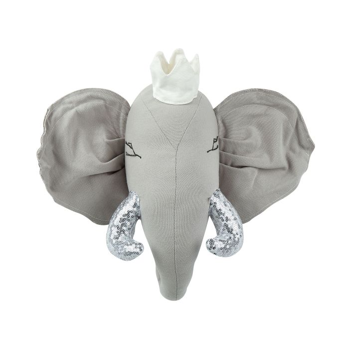 Plush Animal Head Wall DÃ©cor Elephant Grey TANTOR