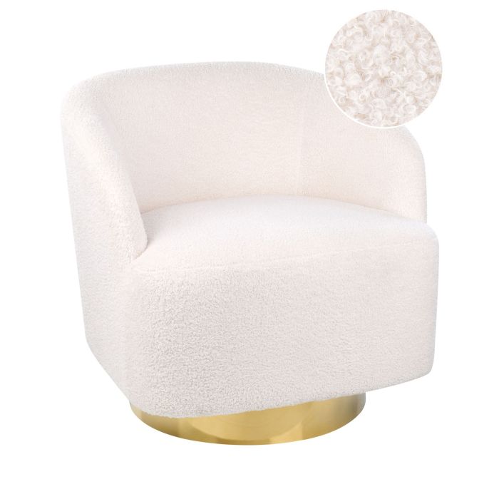 Boucle Swivel Armchair White LAVIK