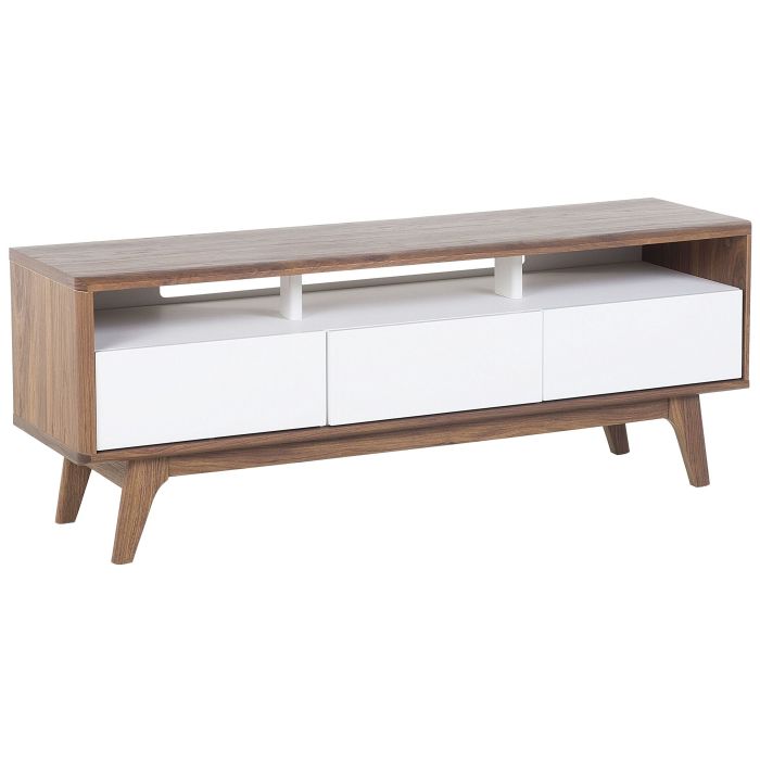 TV Stand Dark Wood and White SYRACUSE