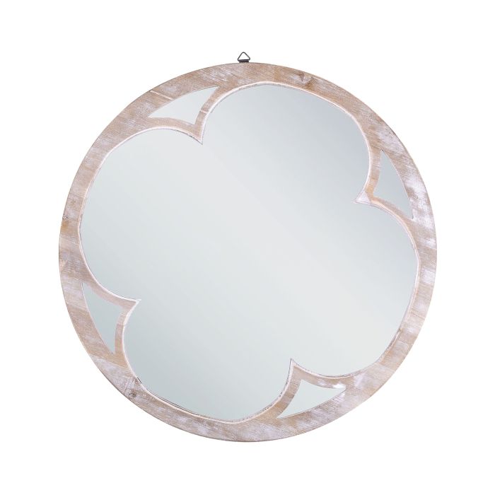 Round Wall Mirror 60cm Light Wood