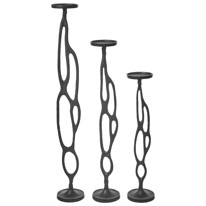 Set of 3 Candlesticks Black