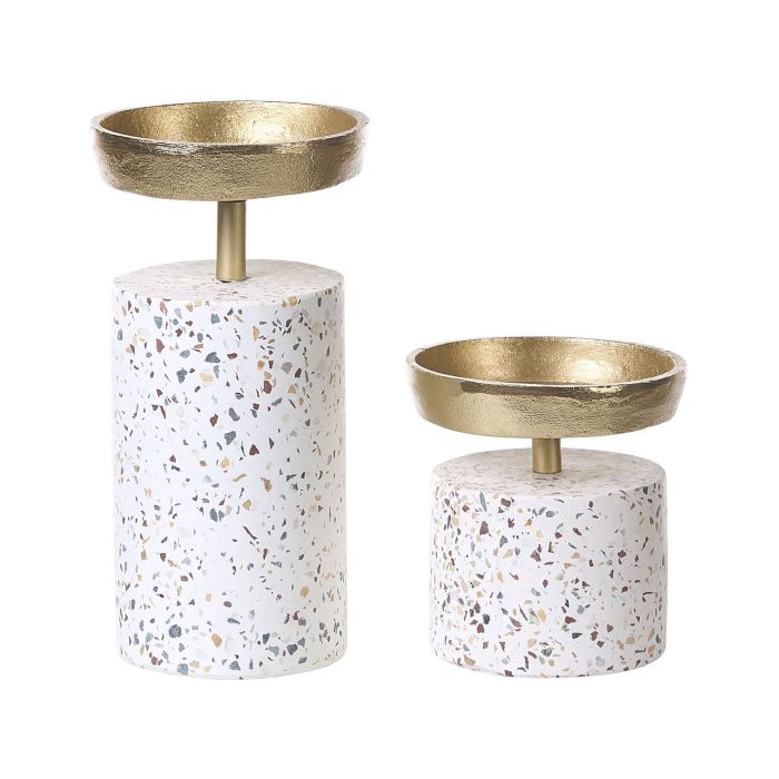 Set of 2 Terrazzo Candle Holders Gold