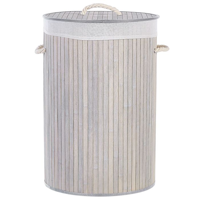 Bamboo Basket with Lid Grey SANNAR