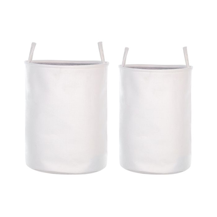 Set of 2 Fabric Baskets Light White ARCHA