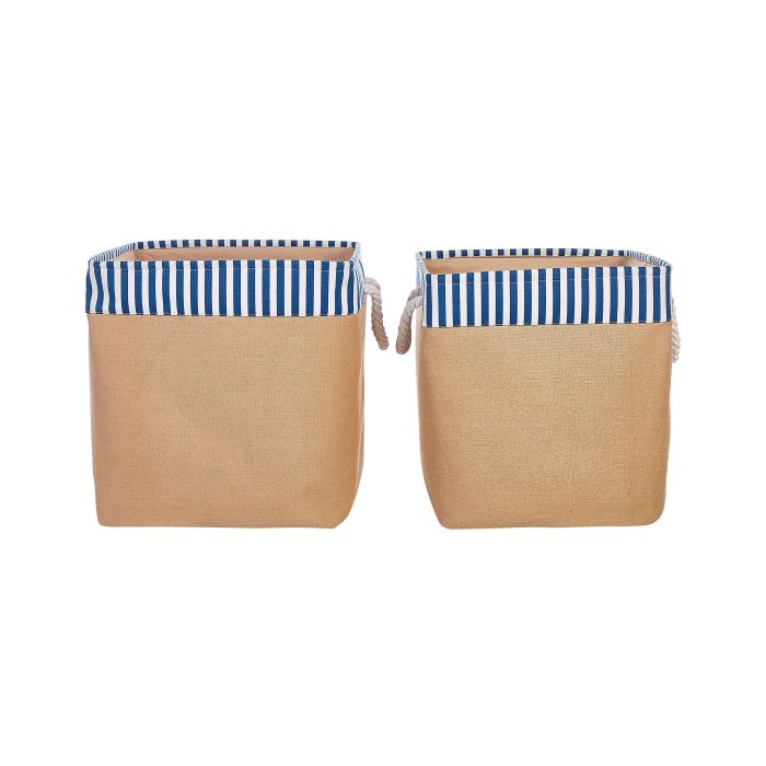 Set of 2 Fabric Baskets Beige