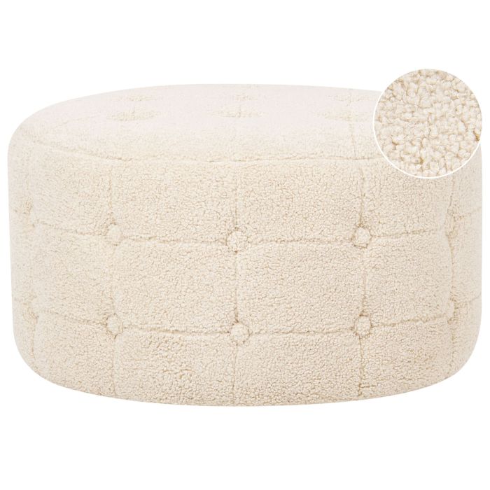 Boucle Pouffe Footstool Beige TAMPA