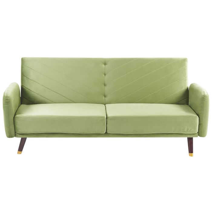 Velvet Fabric Sofa Bed Olive Green SENJA