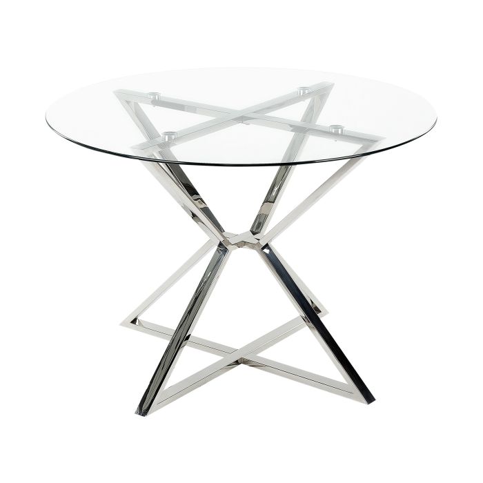 Glass Top Round Dining Table ⌀ 105 cm Silver BOSCO