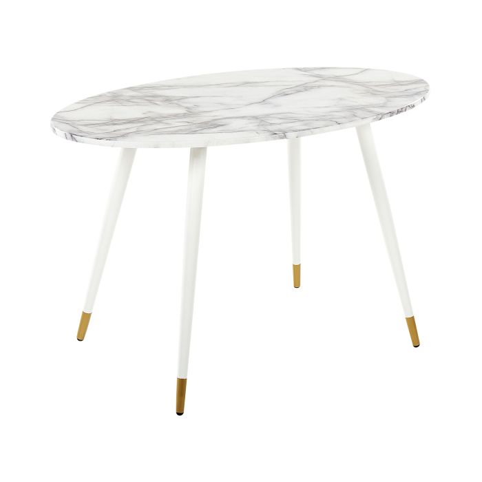 Oval Dining Table 120 x 70 cm Marble Effect and White GUTIERE