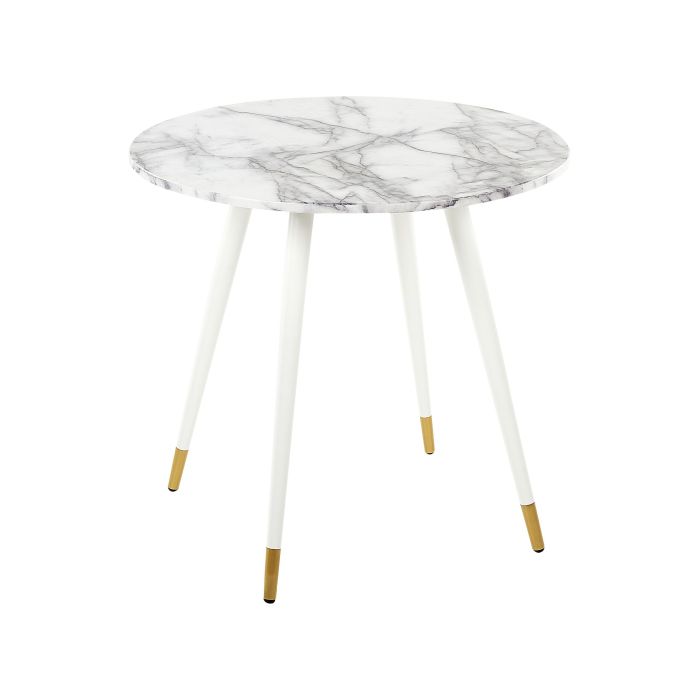 Round Dining Table ⌀ 80 cm Marble Effect and White GUTIERE