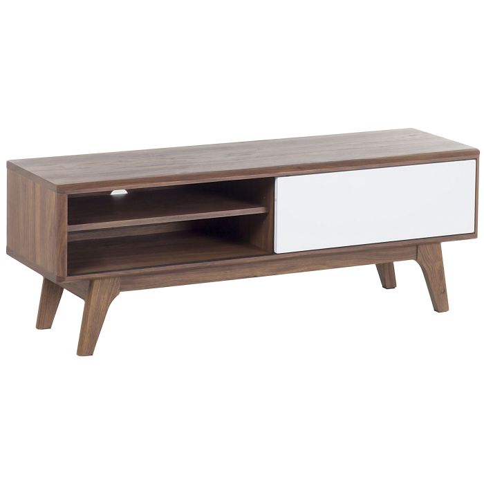 TV Stand Dark Wood with White BUFFALO