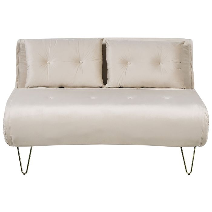 2 Seater Velvet Sofa Bed Beige VESTFOLD