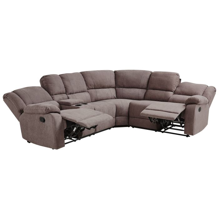 Corner Fabric Manual Recliner Sofa Beige ROKKE