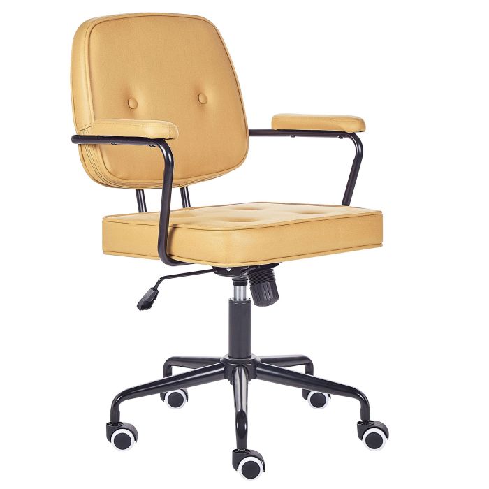 Faux Leather Desk Chair Yellow PAWNEE
