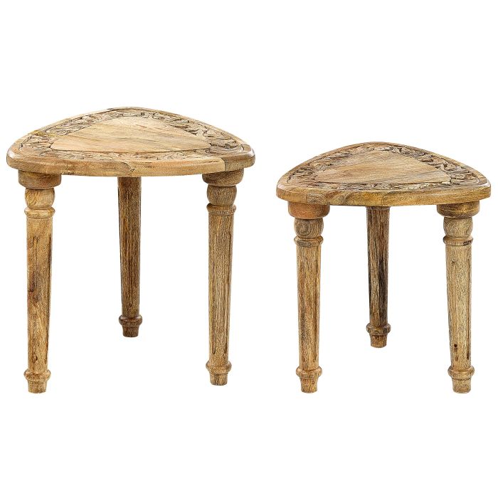 Set of 2 Mango Wood Side Tables Light SAORA