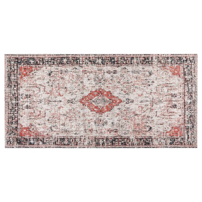 Cotton Area Rug 80x150cm Red and Beige