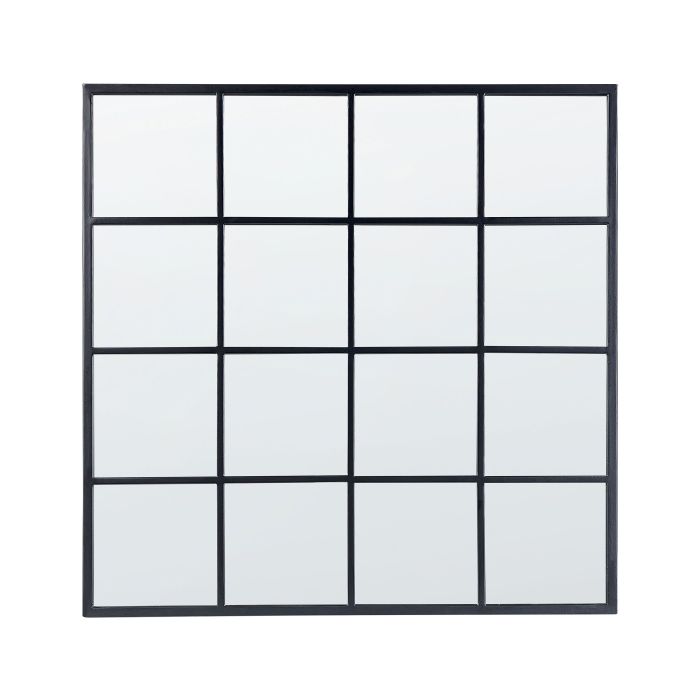 Metal Window Wall Mirror 78x78cm Black