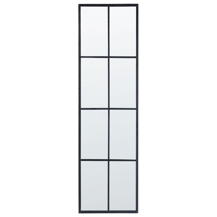 Metal Window Wall Mirror 38x132cm Black