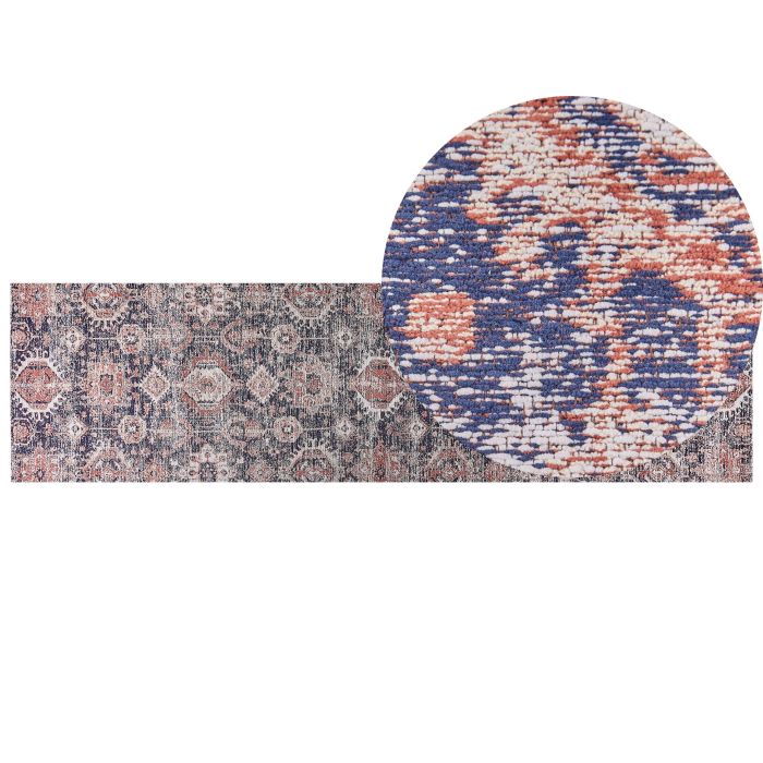 Cotton Runner Rug 80x300cm Blue and Red