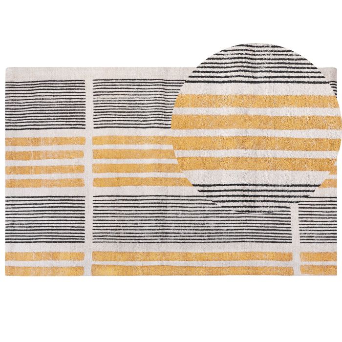 Cotton Area Rug 140x200cm Yellow and Black