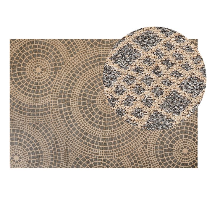Jute Area Rug 160x230cm Beige and Grey