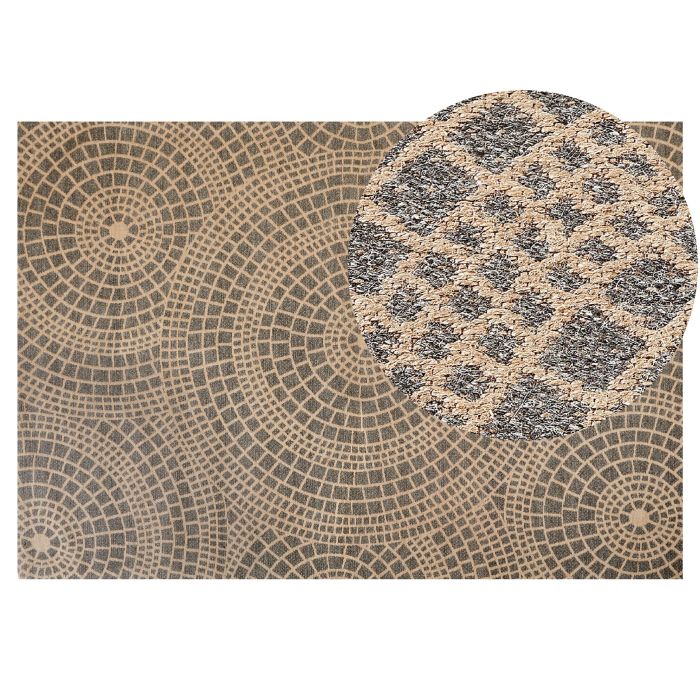 Jute Area Rug 200x300cm Beige and Grey