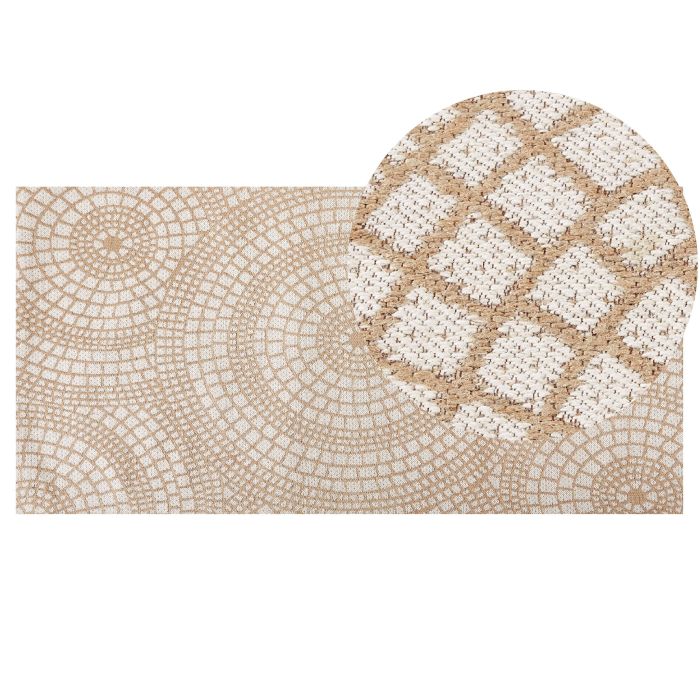 Jute Area Rug 80x150cm Beige and White