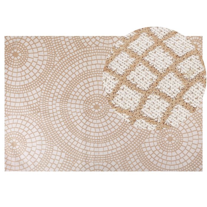 Jute Area Rug 200x300cm Beige and White