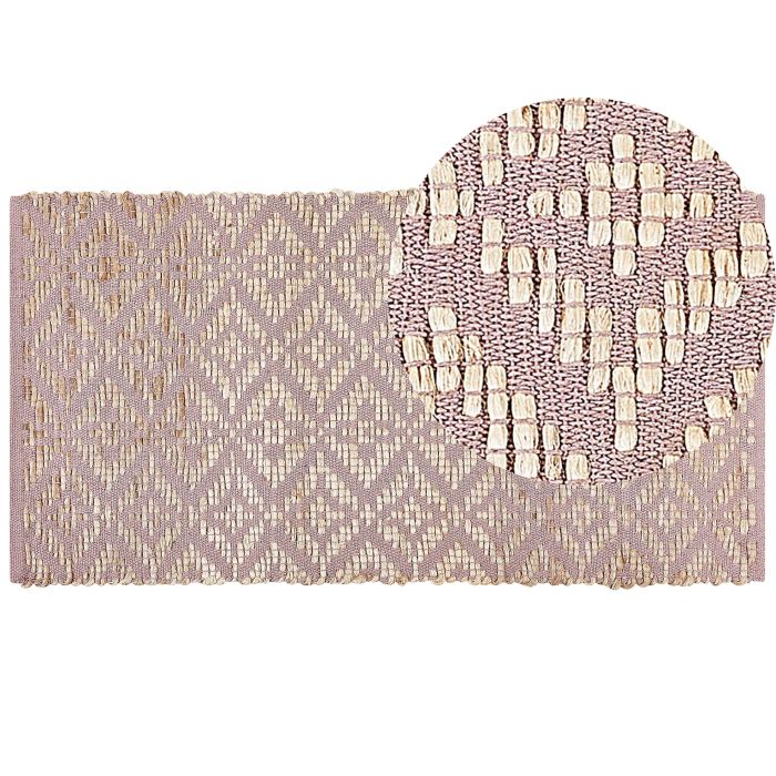 Cotton Area Rug 80x150cm Beige and Pink