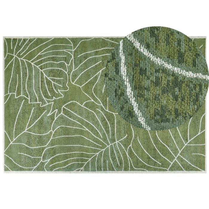 Cotton Area Rug Monstera Leaf Pattern 200x300cm Green