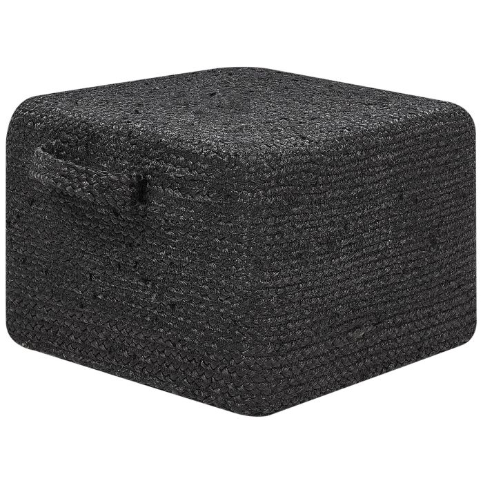 Jute Pouffe 45 x 45 x 30 cm Black DHADAR