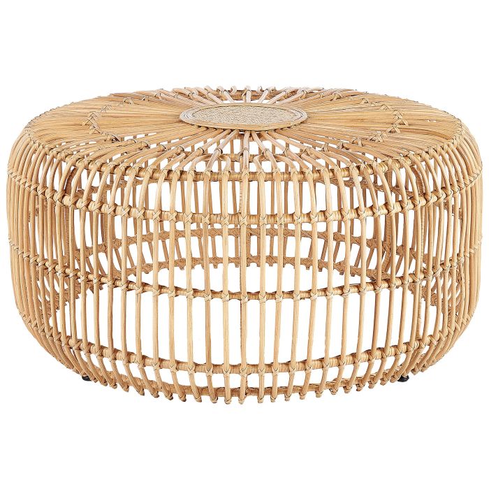 Rattan Round Garden Coffee Table ⌀ 85 cm Natural RANDAZZO