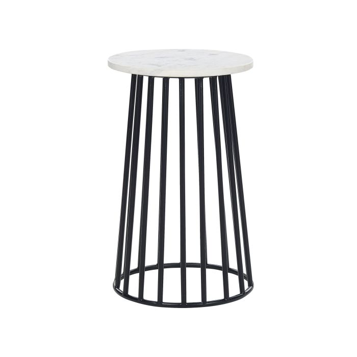 Wire Frame Side Table White Marble with Black TAREE