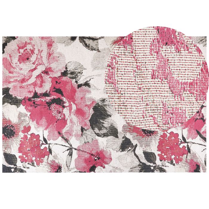 Cotton Area Rug Floral Motif 200x300cm Pink