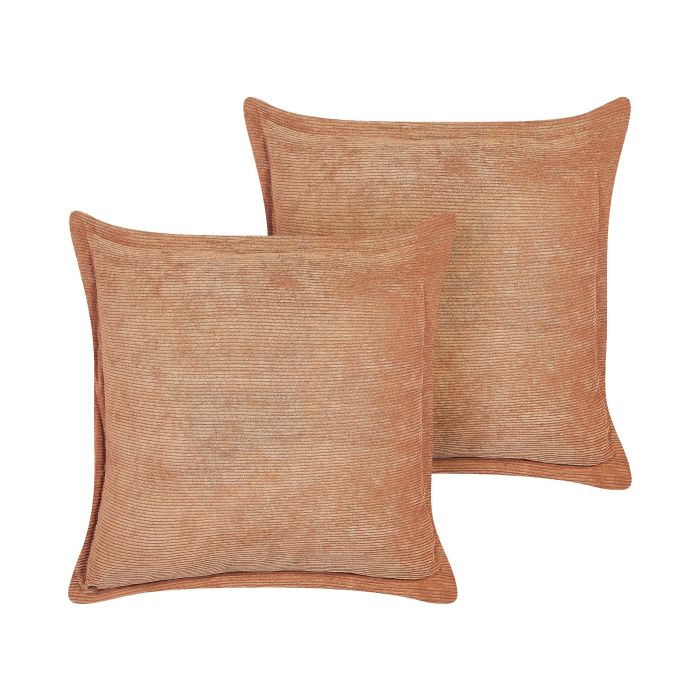Set of 2 Corduroy Cushions 43x43cm Orange